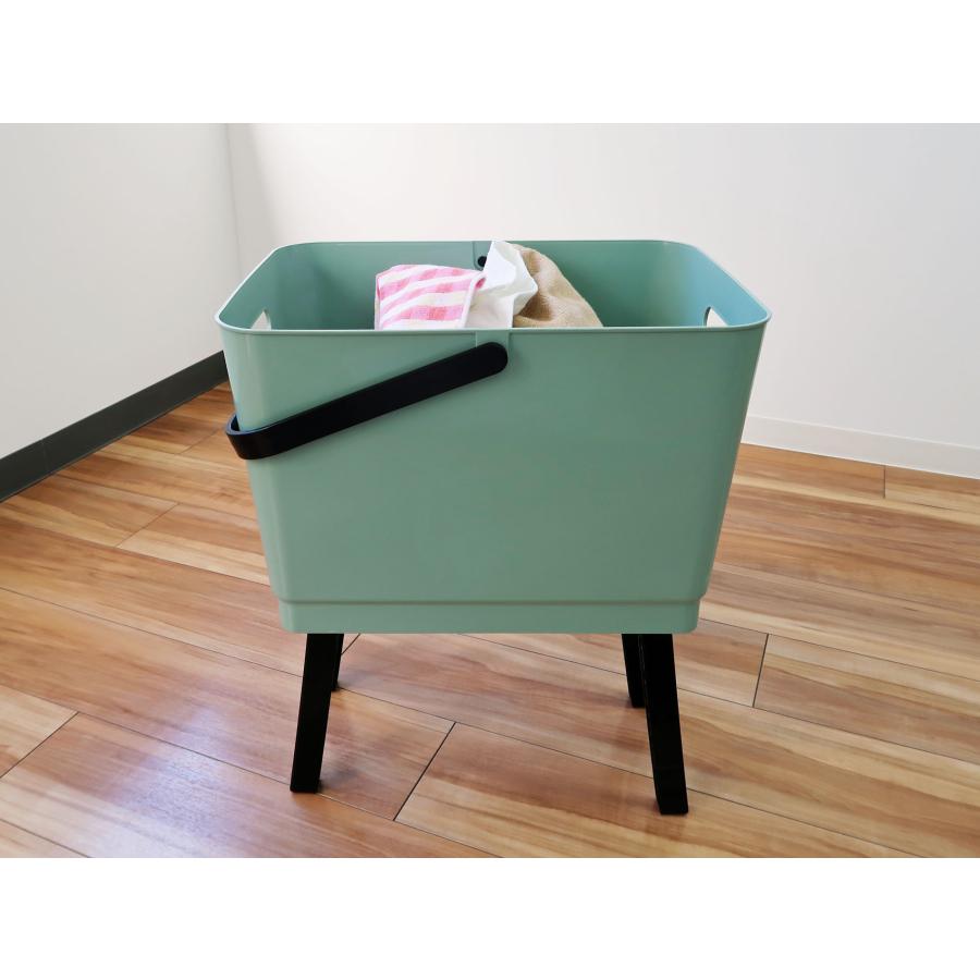 小久保工業所 KOKUBO 足つきバスケット グリーン 洗濯カゴ 洗濯物入れ