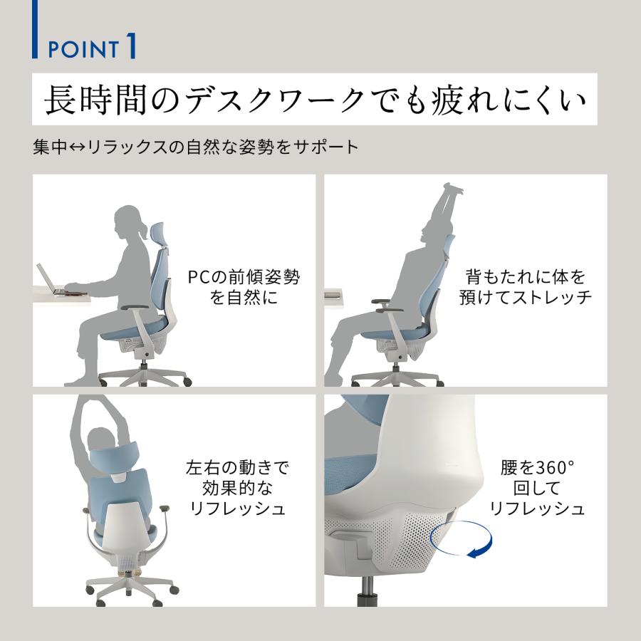 【ラクラク納品】コクヨ デスクチェア ing イング CR-GA3245E1 クッションタイプ ヘッドレスト付きタイプ アルミ肘 ホワイトシェル アルミポリッシュ脚_15