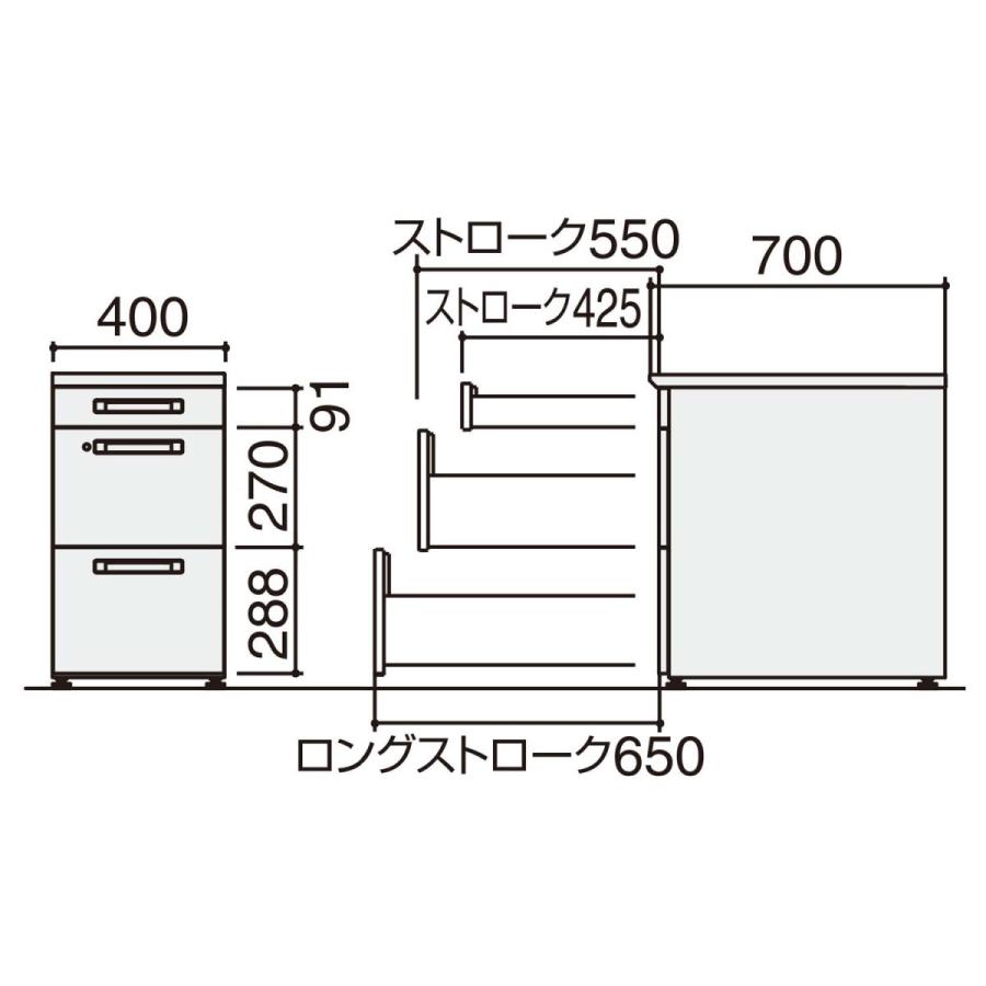 【ラクラク納品】コクヨ デスク iSデスクシステム SD-ISN47ECAS 脇机 3段 A4 幅40×奥行70cm_5