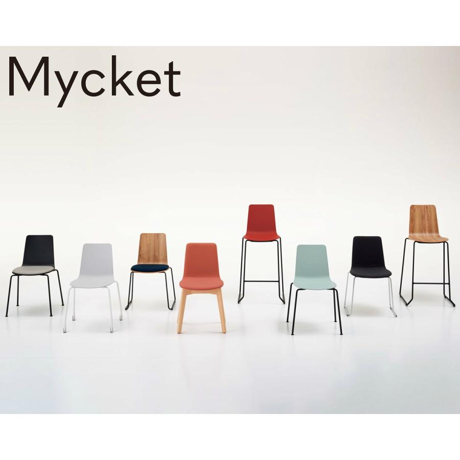 【ラクラク納品】コクヨ チェア Mycket ミケット K03-B43 ハイチェアー 塗装脚 合板シート 座パッド付き ブラック脚の画像