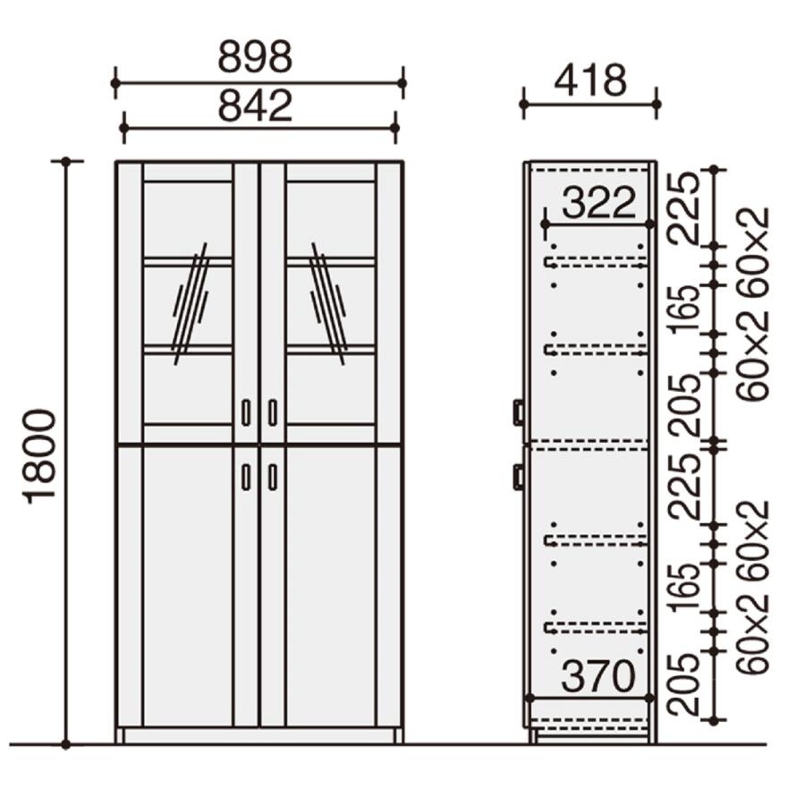 【ラクラク納品】 コクヨ 役員用家具 MG-S350 MG-S35GP1UN3 両開き書棚 ガラス扉タイプ 幅89.8×高さ180cm_3