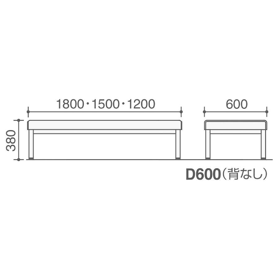 【ラクラク納品】 コクヨ ロビーチェア ロビーチェア150シリーズ CN-159B 角パイプ脚タイプ アームレスチェア D600(背なし) 2人用 W1200 ステンレス脚_11
