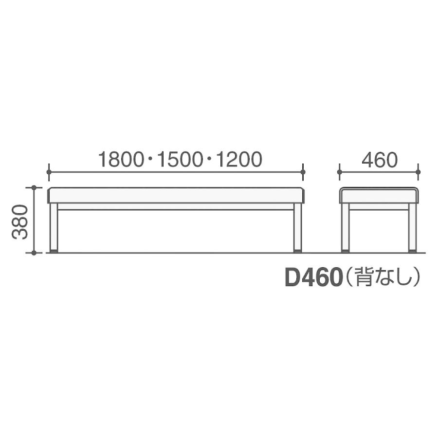 【ラクラク納品】 コクヨ ロビーチェア ロビーチェア150シリーズ CN-157B 角パイプ脚タイプ アームレスチェア D460(背なし) 3人用 W1800 ステンレス脚_11