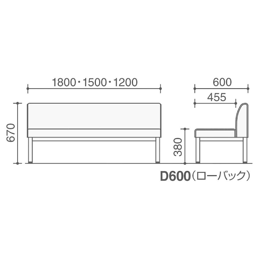 【ラクラク納品】 コクヨ ロビーチェア ロビーチェア150シリーズ CN-155 角パイプ脚タイプ アームレスチェア D600(ローバック) 3人用 W1800 ステンレス脚｜kokuyofn｜12