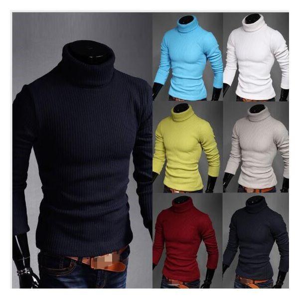 男性着ハイネック ニットセーター紳士ニット プルオーバー通勤メンズカットソー長袖トップス無地カジュアル