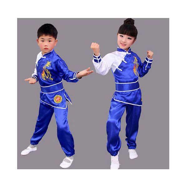7円 ファッション通販 新品 子供中国武術演出服 太極拳服 中国風龍刺繍 キッズ 男の子 女の子 長袖舞台演出服 カンフー 気功 上下2点セットアップ コスプレ衣装 ダンス衣装