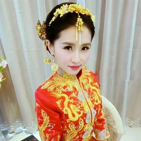 髪飾り物セット 唐装 漢服中国風ウェディングドレス チャイナ風古代宮廷風コスプレ衣装中華服舞台衣装撮影服結婚式グッズ ヘアアクセサリー かんざし 花嫁 17年春の