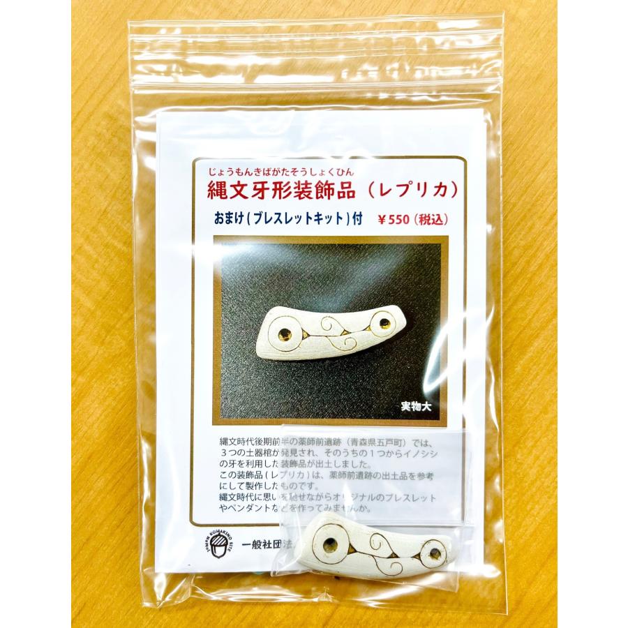 縄文牙形装飾品（レプリカ）※おまけ（ブレスレットキット）付　（お一人様10個まで）　　縄文　牙形　装飾品　ブレスレット | 