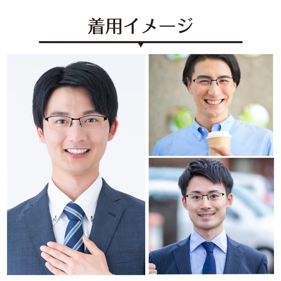 度付き メガネ ハーフリム ナイロール スクエア メタル フレーム