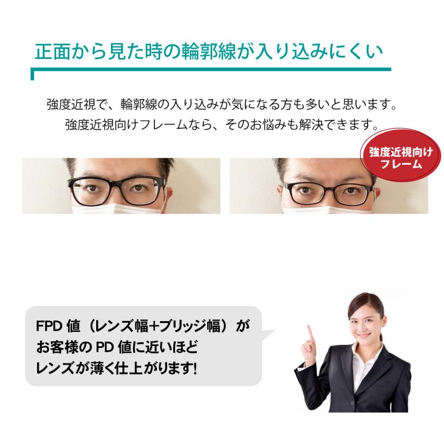 強度近視 メガネ 度付き 度あり 度入り 最薄型1.74非球面レンズ 鯖江