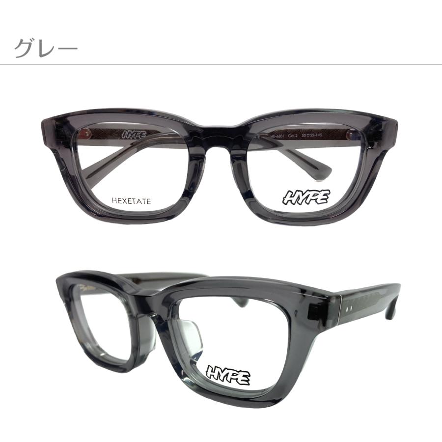 度付き メガネ HYPE HE-6601 ウエリントン 軽量 太い 太縁 厚セル 近視
