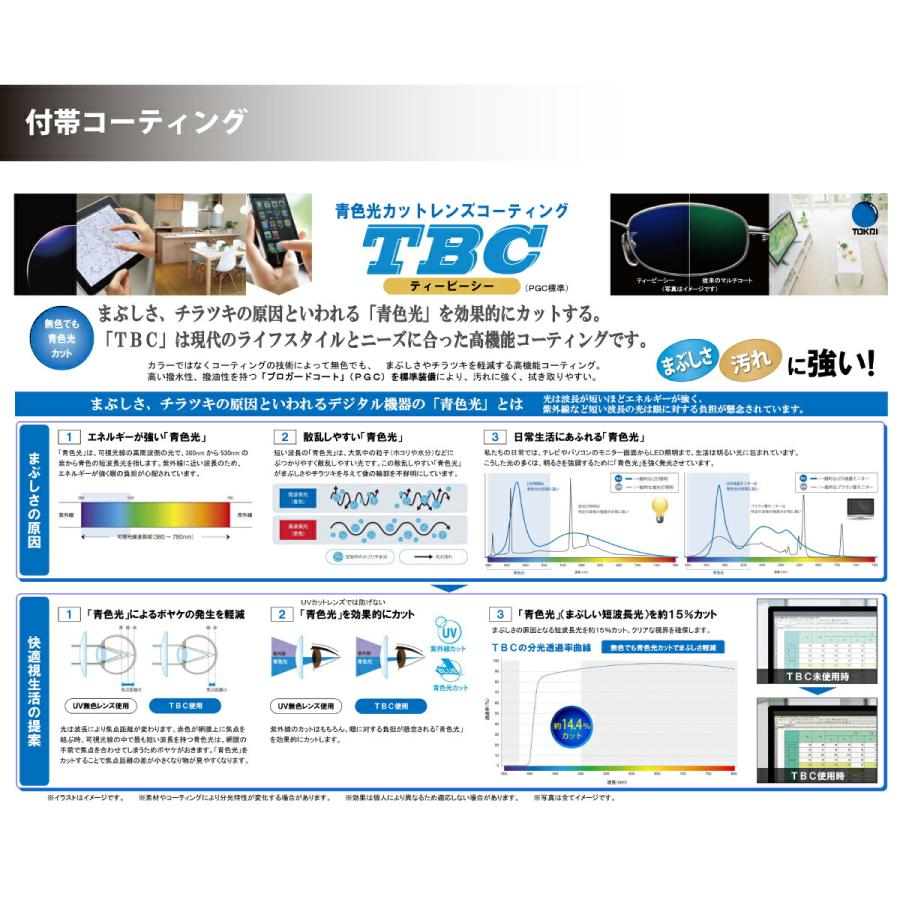 日本正規流通品 【オプションレンズ】東海光学 遠近両用 LUTINA ルティーナ セレノ IS UX PGC 内面累進 超薄型 1.67 レンズ 日本製 （2枚1組）HEV 94%カット ブルーライト UV420