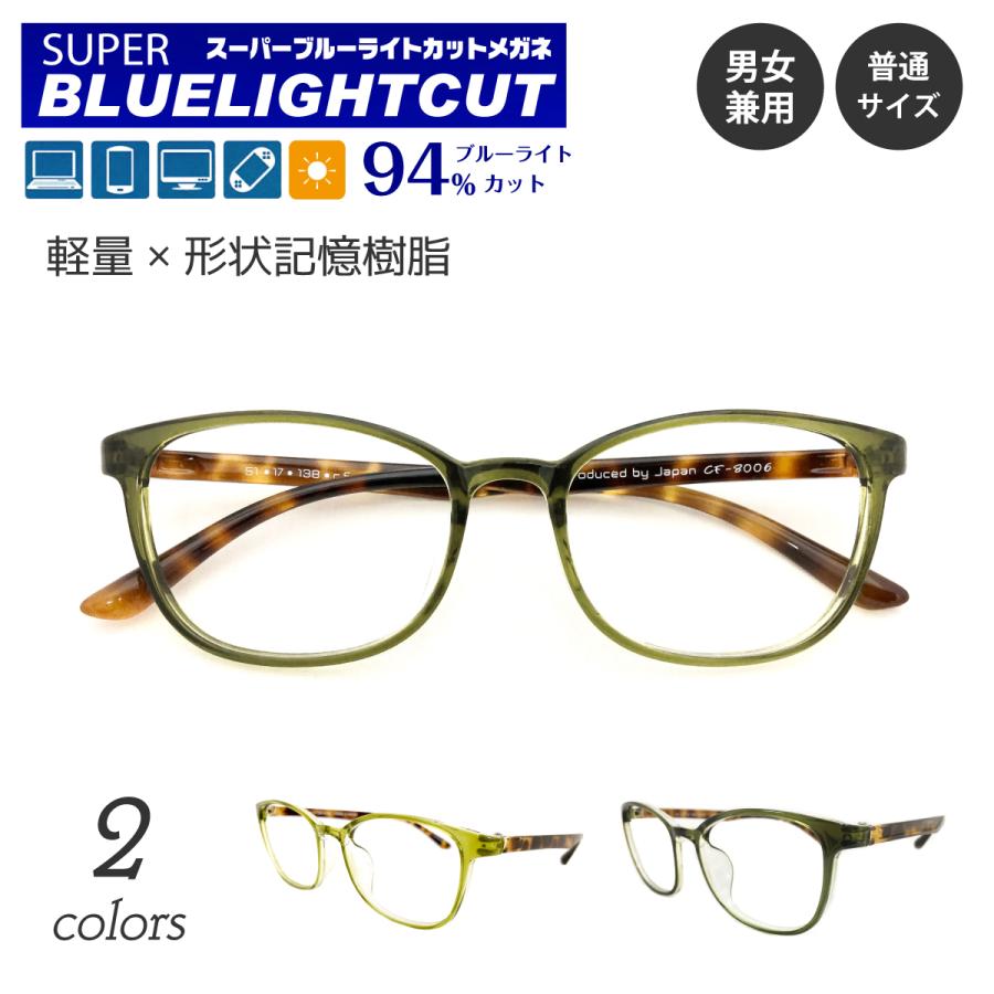 ブルーライトカットメガネ 94%カット 度付き 度あり ウェリントン