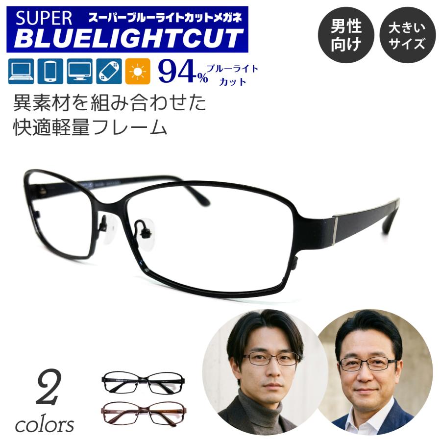 度なし 伊達 メガネ スーパーブルーライトカット 94% スクエア