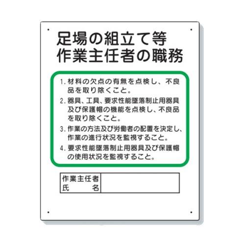 ユニット 作業主任者職務板 足場の組立等 作業主任者の職務 356 04c 356 04c 470 あかばね金物 通販 Yahoo ショッピング