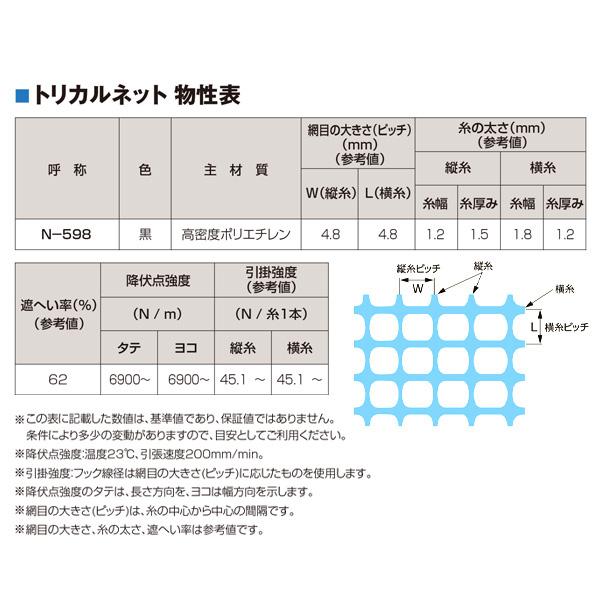 タキロン トリカルネット N-598 黒 62cm巾 50m巻 N-598巾62cmの画像