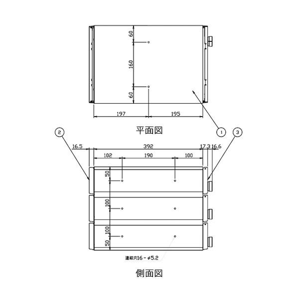 ナスタ ポスト 集合住宅用 D-ALL 前入後出 3戸用 上開き W280×H300