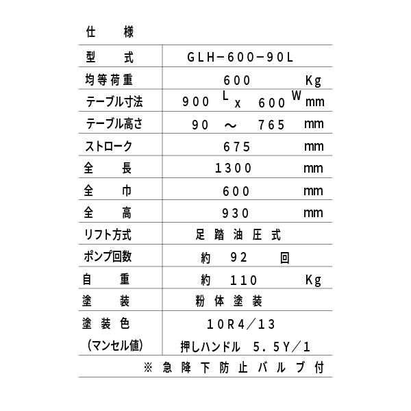 東正車輛 ゴールドリフター 低床 足踏油圧式 GLH-600-90L｜komaki5kin｜05