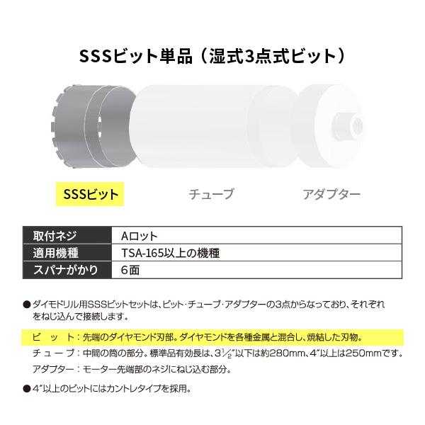 シブヤ ダイヤモンドコア湿式3点式 7インチ 刃物ビット単品 SSS