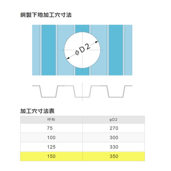 カネソウ ルーフドレン WHP-6 呼称150 たて引き 鋼製下地断熱屋根工法用 断熱材厚35mm_3