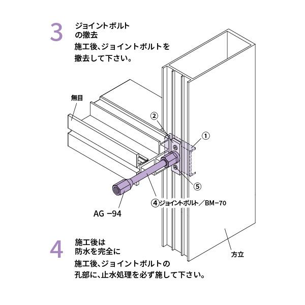 アルゼンチン 直接受け渡し ゼン技研 アルミカーテンウォール方立用 先付施工 足場つなぎ