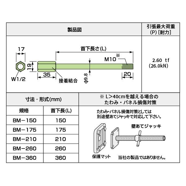 ゼン技研 プレートアンカー用ボルト BM-210(M10) 50個_1