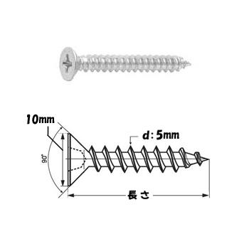 皿頭タッピングネジ プラス A ステンレス φ5mm 長さ55mm 100本
