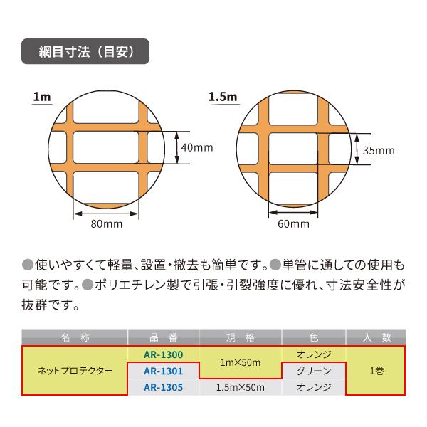 アラオ ネットプロテクター オレンジ 幅1M 長さ50M AR-1300の画像