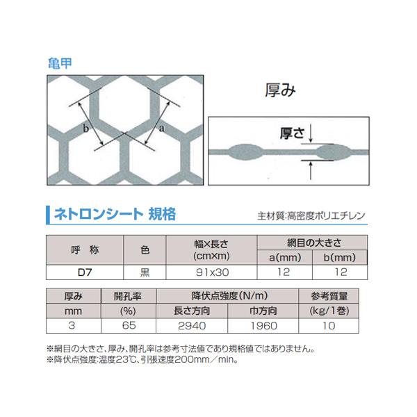 ダイプラ ネトロンシート D7 巾 91cm 長さ 30m 目合 12mm 亀甲目 黒 タキロンシーアイシビル｜komaki5kin｜10