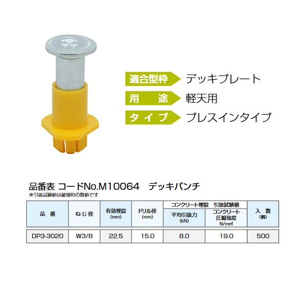 三門 デッキパンチ インサート 3分 黄色 デッキ用 500個 DP3-3020-YEL