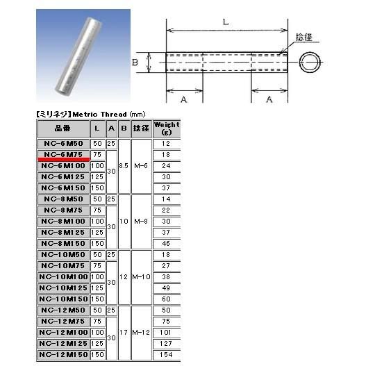 パイプナット NC-6M75 ステンレス M6 75ミリ 水本機械製作所｜komaki5kin｜07