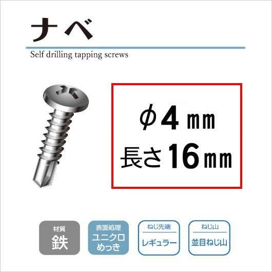 ドリルビス 鉄 ナベ 4mm×16mm コクブ 1000本単位｜komaki5kin｜11