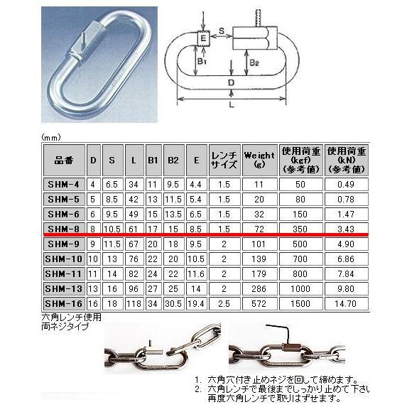 水本機械製作所 SHM-8 ネジ止めリングキャッチ ステンレス 太さ 水本機械製作所 SHM-8 ネジ止めリングキャッチ ステンレス 太さ