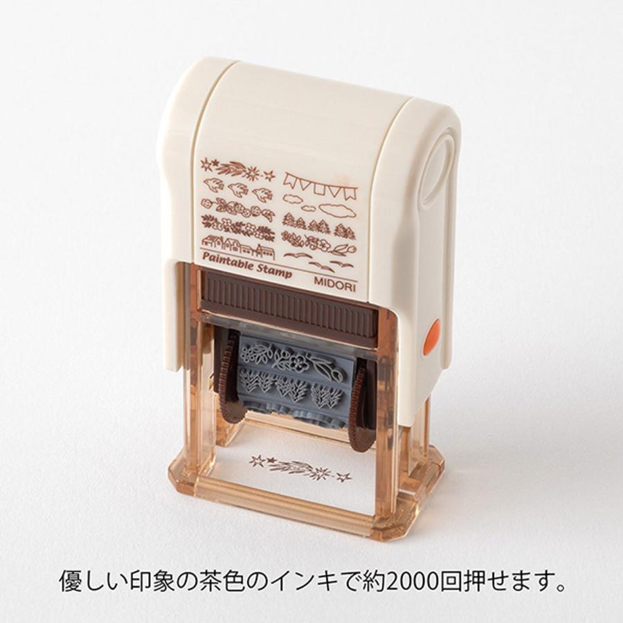 25日は最大P16％ MIDORI ミドリ スタンプ回転印 インキパッド付 風景柄