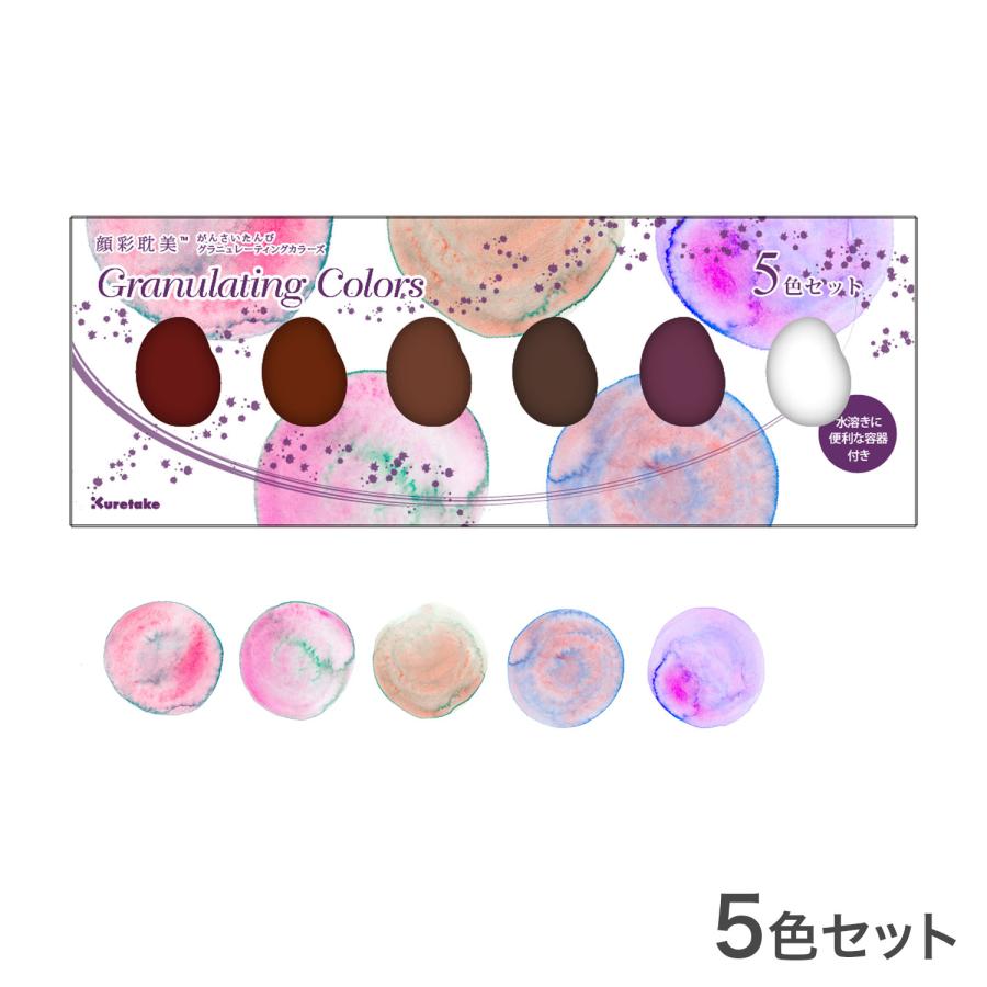 呉竹 Kuretake 顔彩耽美 グラニュレーティングカラーズ 5色セット