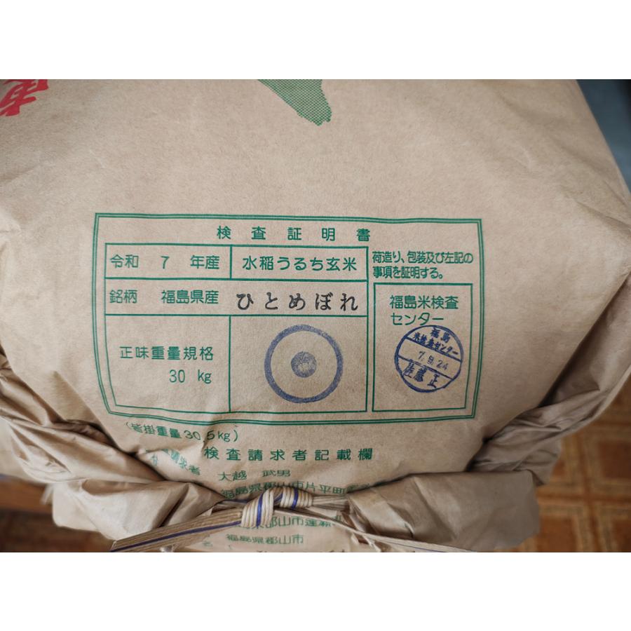 ひとめぼれ 7年産 福島県産 玄米30Kg 白米・7分づき・5分づき・3分 