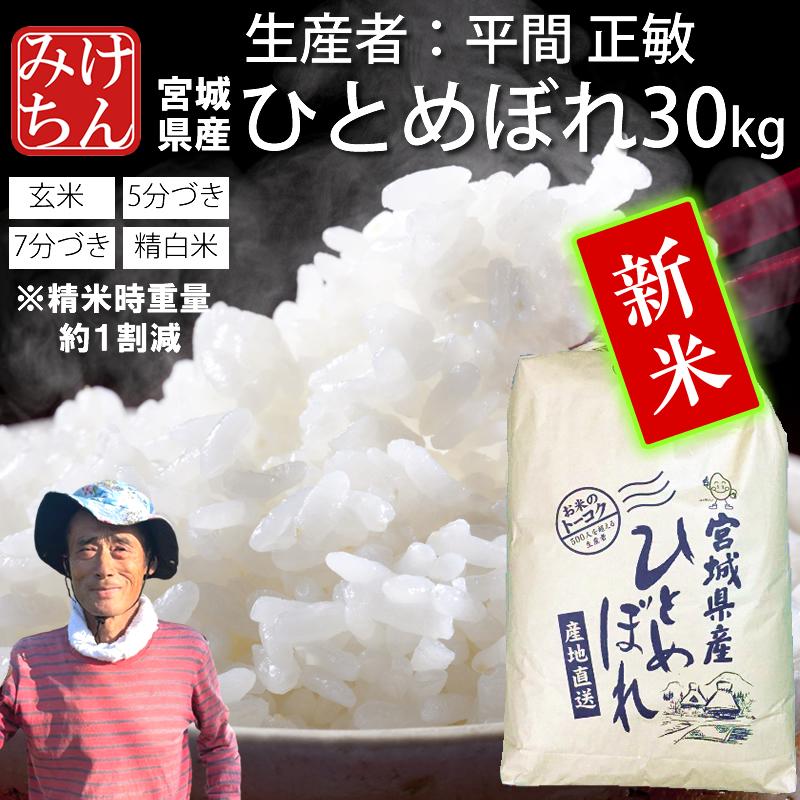 ひとのぼれ米 30kg 訳あり ひとめぼれ お米 米 30kg 令和6年産 送料無料 宮城県産 玄米 5分