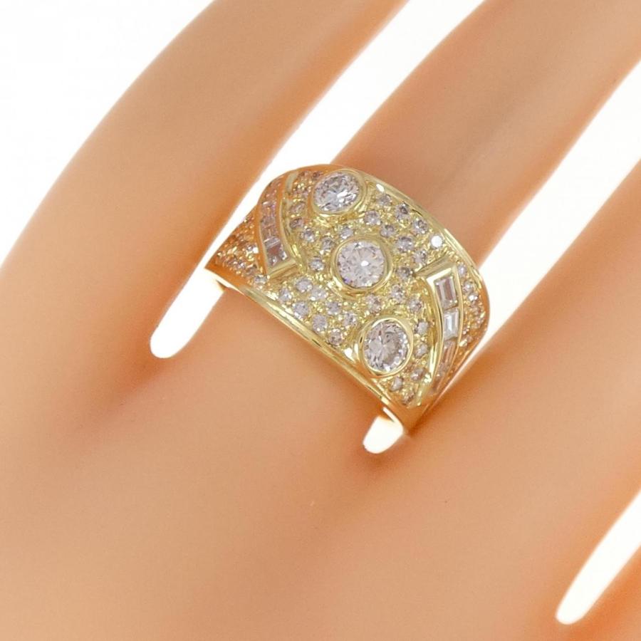 K18YG ダイヤモンド リング 1.48CT 天然 ブルーサファイア ダイヤ 