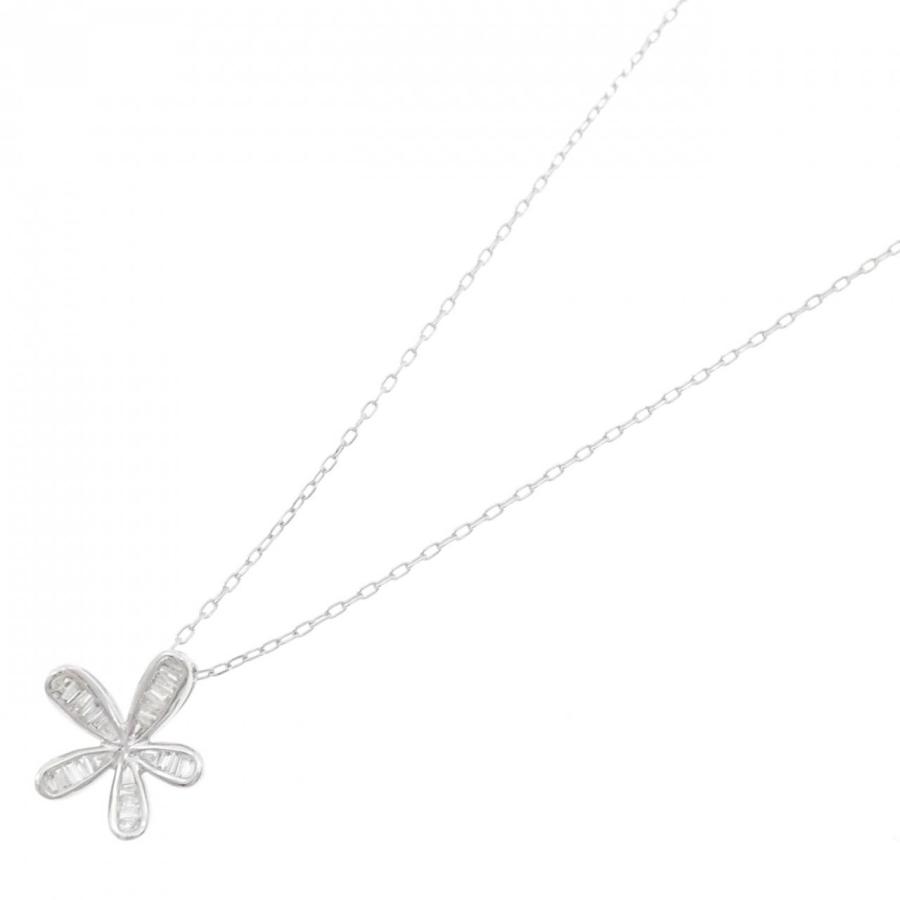 K18WG フラワー ダイヤモンド ネックレス 0.20CT : KOMEHYO 