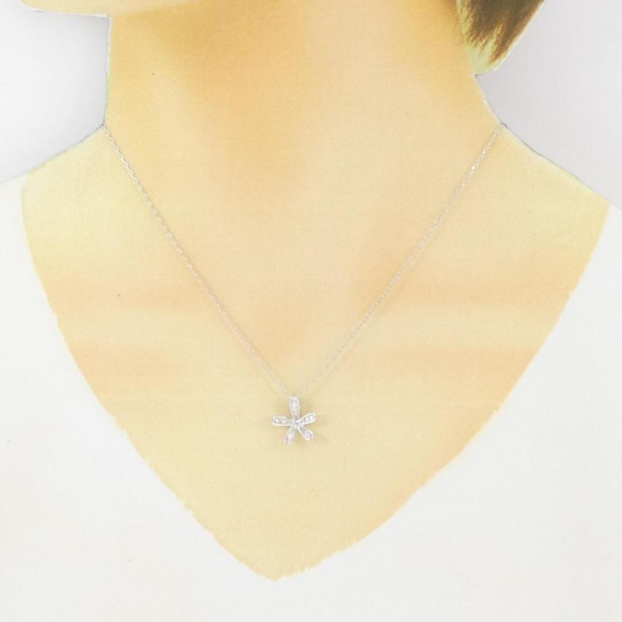 K18WG フラワー ダイヤモンド ネックレス 0.20CT : KOMEHYO 