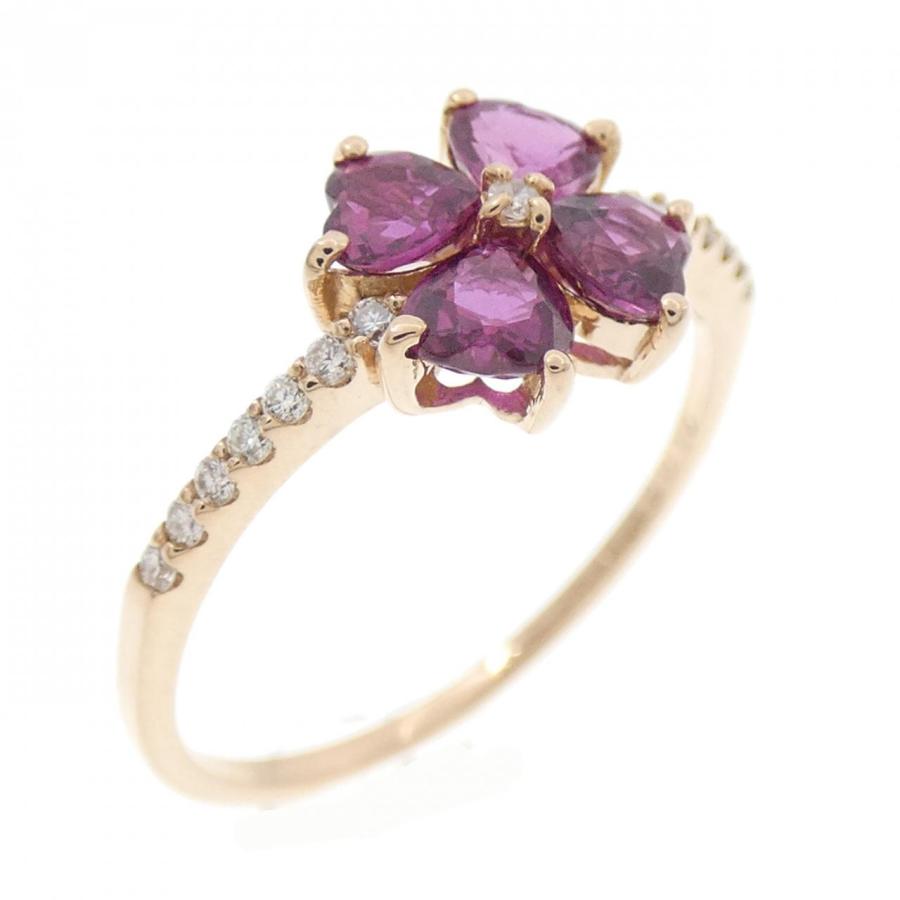 K18PG ハート×フラワー ルビー リング 0.89CT : KOMEHYO ONLINESTORE