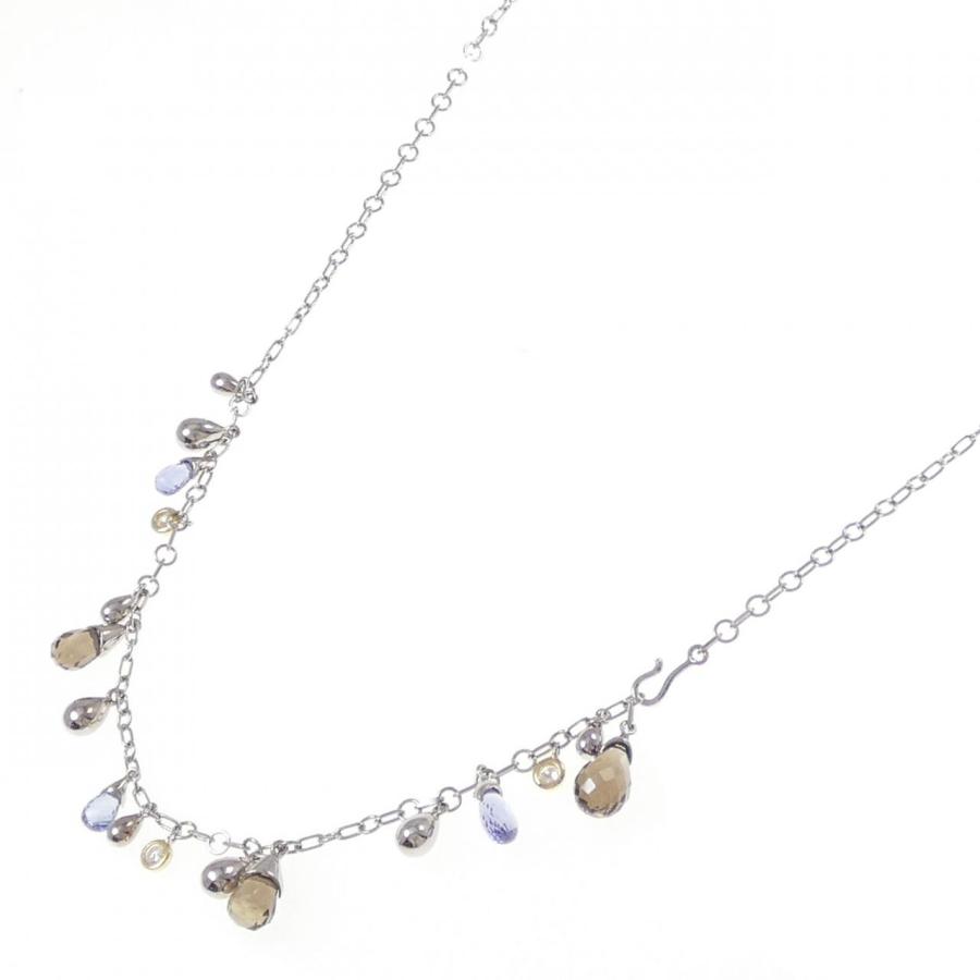 K18WG ダイヤとカラーストーンの ネックレス （約1.43g） K18WG/K18YG カラーストーン ネックレス : KOMEHYO ONLINESTORE Yahoo
