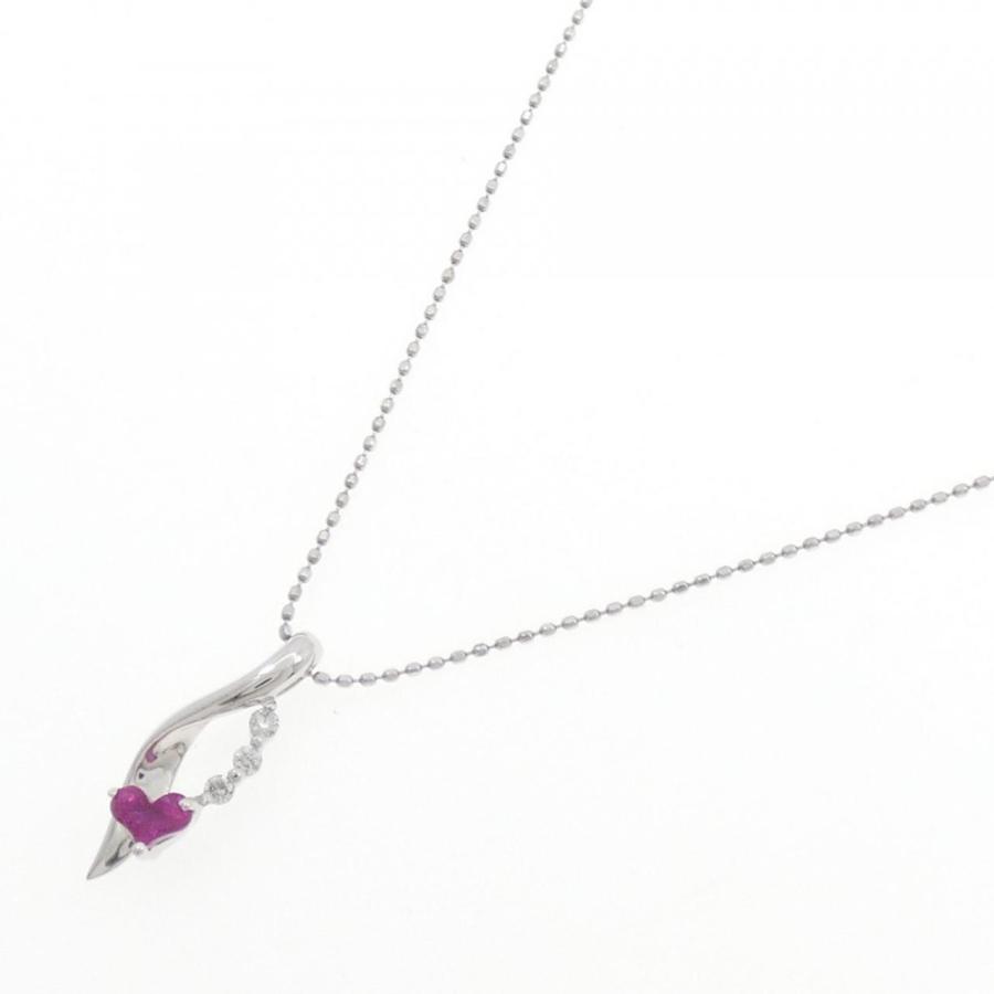 美品☆18KT[K18WG)☆ルビー 0.35ct+ダイヤ0.15ctネックレス K18WG ハート ルビー ネックレス 0.26CT : KOMEHYO ONLINESTORE Yahoo