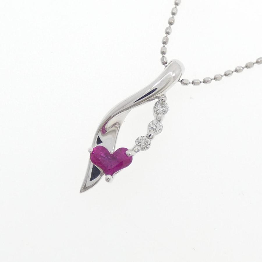 美品☆18KT[K18WG)☆ルビー 0.35ct+ダイヤ0.15ctネックレス K18WG ハート ルビー ネックレス 0.26CT : KOMEHYO ONLINESTORE Yahoo