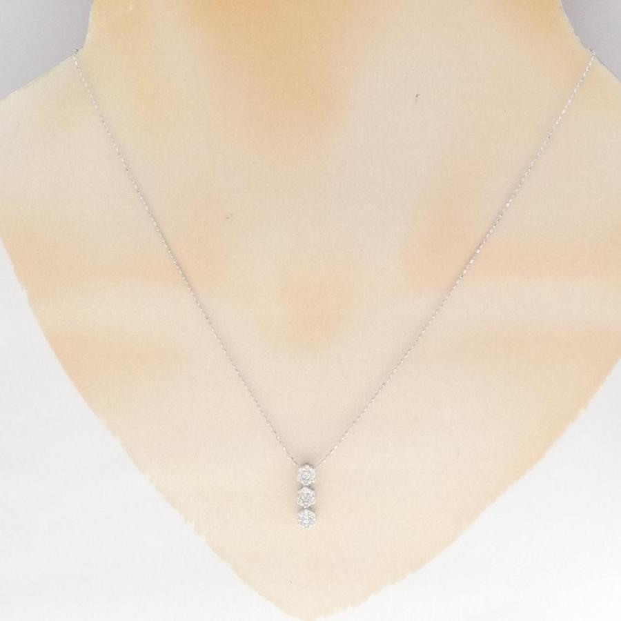K18WG フラワー ダイヤモンド ネックレス 0.32CT : KOMEHYO 