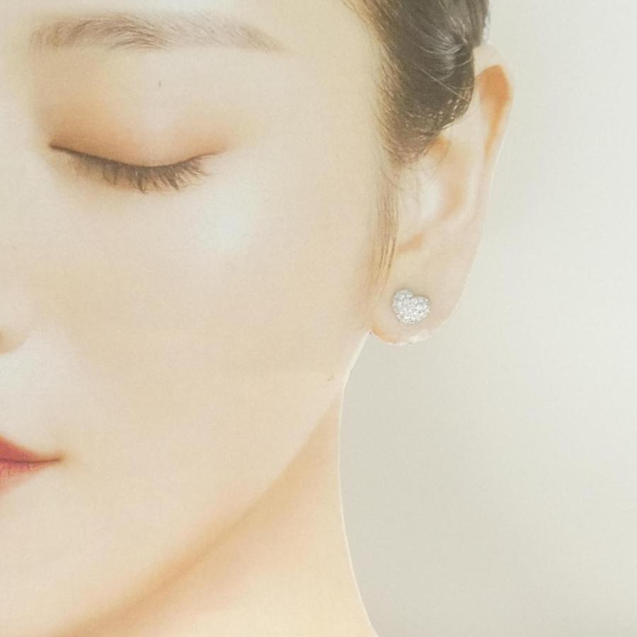 K18WG パヴェ ハート ダイヤモンド ピアス 0.60CT : KOMEHYO 