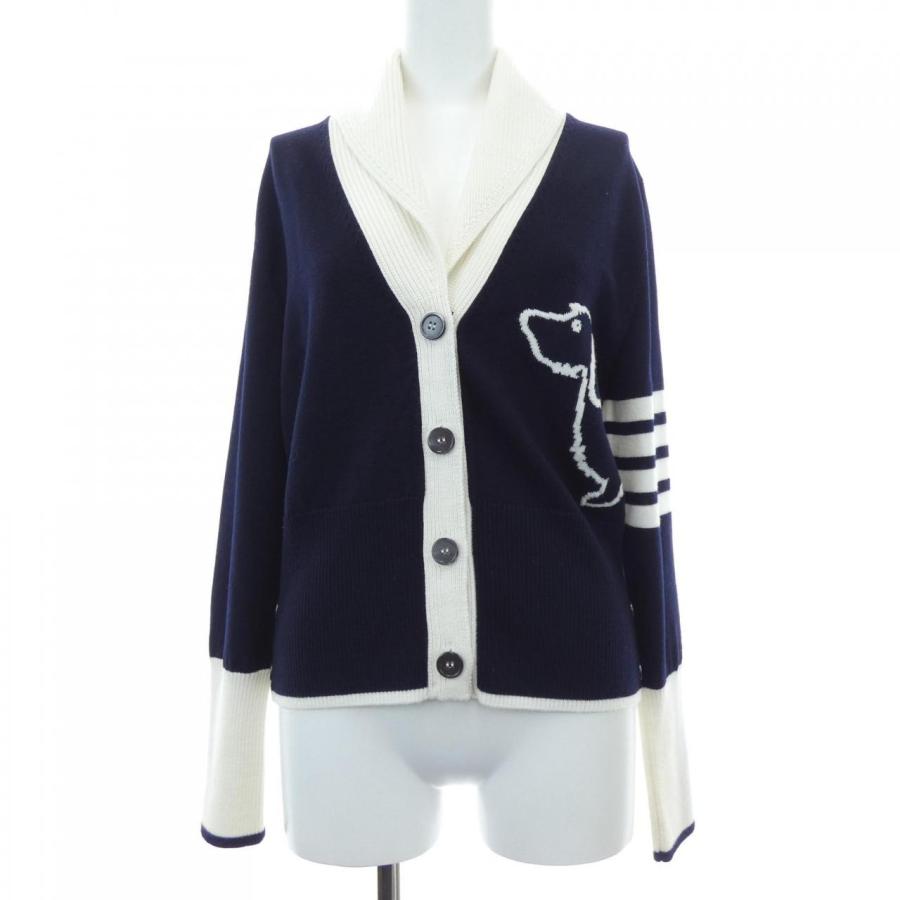 えみTHOM BROWNE.ネイビー ボタン　カーディガン　トムブラウン トムブラウン カーディガン Vネック ドッグ レディース SIZE 40 THOM