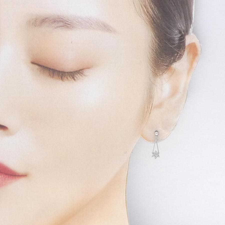 PT900 フラワー ダイヤモンド ピアス 0.10CT 片耳 : KOMEHYO 