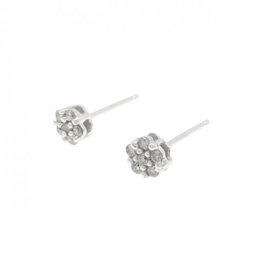 K18WG フラワー ダイヤモンド ピアス 0.20CT : KOMEHYO ONLINESTORE