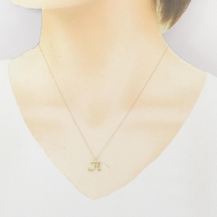 K18YG イニシャルH ダイヤモンド ネックレス 0.01CT : KOMEHYO